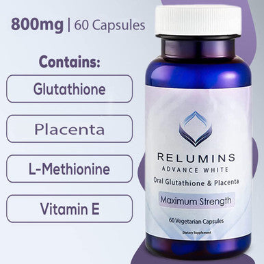 Relumins Advance White Glutathione - Reduced Glutathione Supplement, Supports Antioxidant Health & Glucose Metabolism and 6x Gluta Support - 60 Vegetarian Capsules