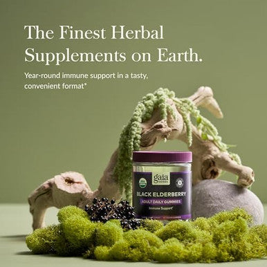 Gaia Herbs Black Elderberry Adult Daily Gummies Delicious Immune Support Supplement Made With Organic Black Elderberries For Immune System Support 80 Gummies (40Day Supply)