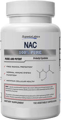 Superior Labs NAC NAcetyl Cysteine Dietary Supplement with Selenium 1200mg 150 Vegetable Capsules Free Radical Protection Normal Immune System Function Maintains Cellular Health