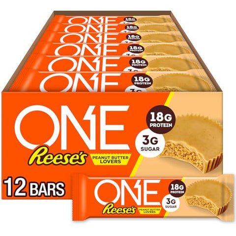 One Protein Bars Reese'S Peanut Butter Lovers Gluten With 18G Protein And 3G Sugar Pantry Staples 2.12 Oz (12 Count)