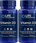 Life Extension Vitamin D3 5000 Iu, 120 Softgels (Pack Of 2)