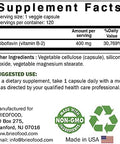 Brieofood Vitamin B2 (Riboflavin) 400mg 120 Veggie Capsules Gluten NonGMO