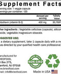 Brieofood Vitamin B2 (Riboflavin) 400Mg, 120 Veggie Capsules - Gluten , Non-Gmo