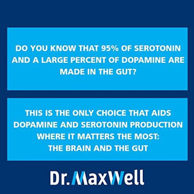 Dr. Maxwell Serotonin And Dopamine Supplements With Mood Probiotic 5In1 Support For (1) Dopamine (2) Serotonin (3) Mood (4) Relaxation (5) Focus & Brain 60 Capsules