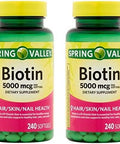 Spring Valley Biotin 5000 mcg 240 Softgels by Spring Valley (Pack of 2)