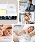 Gannyfer White Noise Sound Machine With Dual Alarm Clock - Soft Night Light 41 Non Looping Sounds Usb Port Charger 3 Timers Memory Function 31 Adjustable Volume Sleep Sound Machine For Adult & Home Bedroom