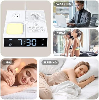 Gannyfer White Noise Sound Machine With Dual Alarm Clock - Soft Night Light 41 Non Looping Sounds Usb Port Charger 3 Timers Memory Function 31 Adjustable Volume Sleep Sound Machine For Adult & Home Bedroom