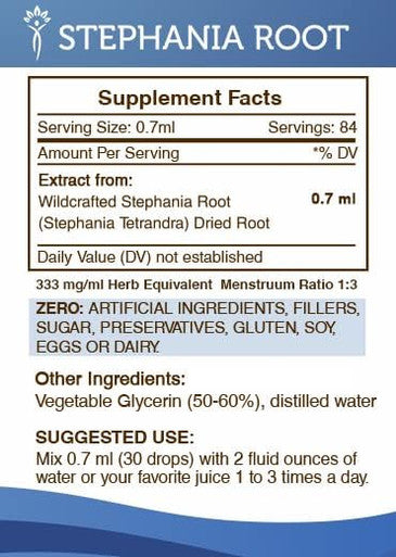 Secrets of the Tribe Stephania Root Alcohol-Free Extract, High-Potency Herbal Drops, Tincture Made from Wildcrafted Stephania Root (Stephania Tetrandra) Dried Root 2 oz