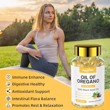 Healoading Organic Oregano Oil Softgels: Oil Of Oregano With Black Seed 300Mg