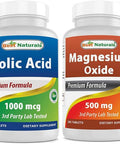 Best Naturals Folic Acid 1000 mcg & Magnesium Oxide 500 mg