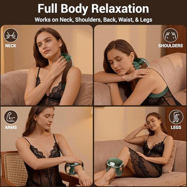 Cottonhk Neck Massager With Heat Bionic Deep Tissue Shiatsu Kneading Cordless Rechargeable Hands ' Free Wearable For Muscles Home Office Back And Shoulder Massagers With Fingers