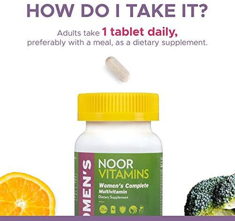 Noor Vitamins Halal Womens Multivitamin and Mineral I Once Daily Vitamin Supplement I Vegan Supports Energy Immunity Metabolism Healthy Appearance and Stages of Motherhood I 2Month Supply