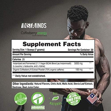 Pure BCAA Boost All Natural Vegan BCAA's+Organic Energy, Phytonutrients and Antioxidants Fuels+Revitalizes Muscle Pre-Workout or Post-Workout - Instantized for Faster Muscle Absorption and Recovery!