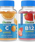 Lifeable Sugar Vitamin C + Vitamin B12 Gummies Bundle Great Tasting Vitamin Supplement Gluten Gmo Chewable Gummy