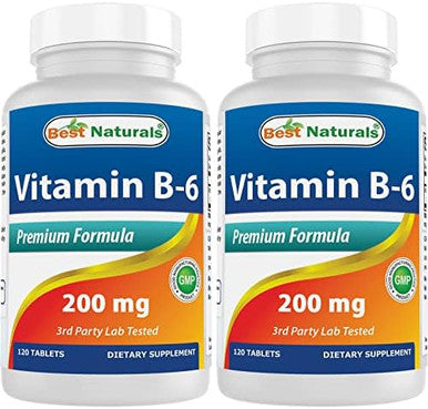 Best Naturals Vitamin B6 200Mg For Adults 120 Tablets (120 Count (Pack Of 2))