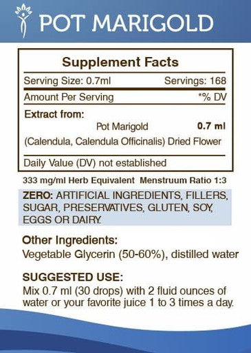 Secrets of the Tribe Pot Marigold Alcohol-Free Tincture (Glycerite) 652 mg Pot Marigold (Calendula, Calendula Officinalis) Dried Flower (4 Fl Oz) Digestive Support Supplement