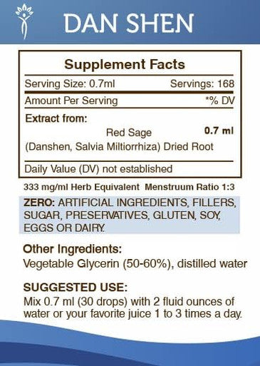 Secrets of the Tribe Dan Shen Tincture Alcohol-Free Tincture Extract, Red Sage (Danshen, Salvia Miltiorrhiza) Dried Root Tincture Supplement (4 fl oz)