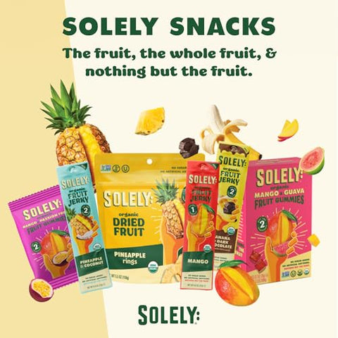 Solely - Organic Mango Fruit Jerky - 5 Individually Wrapped Fruit Strips - Fruit Leather Made from Dried Fruits - Healthy Snacks, Vegan - 0.8oz (23g)