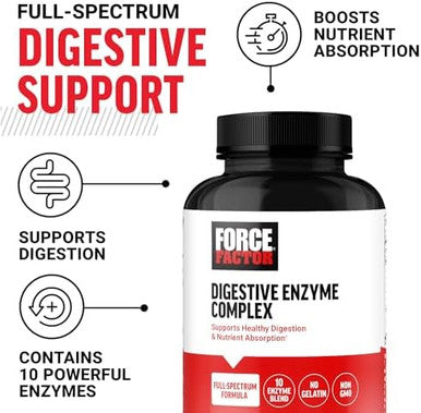 Force Factor Digestive Enzymes Complex To Support Digestive Health Gut Health And Provide Bloating Relief For Women And Men Fullspectrum 10 Digestive Enzymes Nongmo 90 Capsules