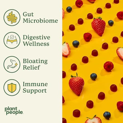Plant People Wonderbiome 2-In-1 Prebiotic + Probiotic Gummies â€“ Zero-Sugar Vegan Digestive Health & Bloating Relief â€“ 5 Billion Cfu Bacillus Subtilis De111 + Artichoke & Chicory â€“ 60 Count