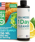 Atlantic Naturals - 1 Day Colon Cleanse Full Body Detox Drink - Sea Moss Supplement For Women & Men Gut Health Kidney & Liver Immune Energy Enhancer Gut Cleanse - Lemon Flavor Juice 8 Fl Oz