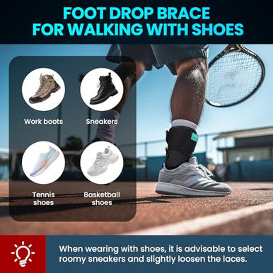 Welnove Afo Foot Drop Brace Adjustable Lightweight Ankle Support Keeps Foot At 90 Dorsiflexion Relieves Drop Foot Achilles Tendonitis Ankle Sprain