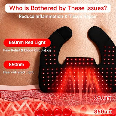 Cutiskrave Red Light Therapy For Neck Shoulder Rechargeable Infrared Light Therapy Device For Body With Massage And Timer Wearable 660Nm&850Nm Red Light Therapy Wrap Pads For Body At Home 150 Lights