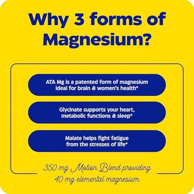 Enzymedica Magnesium Motion With 3 Forms Of Magnesium Ata Mg Glycinate Malate Soothes Occasional Aches Supports Bones & Muscles 60 Count