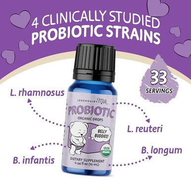 Legendairy Milk Baby Probiotic Drops Organic - Colic And Gas Drops For Newborns & Toddlers - Digestive Support Constipation Relief - Toddler Probiotic Supports Occasional Diarrhea & Gas 33 Servings