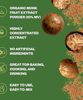 Organic Monk Fruit Extract Powder, 125g (4.41oz), No Fillers Pure USDA Organic Monk Fruit Extract Sweetener with No Aftertaste, Zero Calorie & Zero Carbs, Keto & Paleo Friendly 403 Servings
