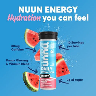 Nuun Energy Electrolyte Tablets With Ginseng Caffeine From Green Tea Extract Vitamin B12 B6 B5 Magnesium & 4 Other Electrolytes Gluten & Vegan Mixed Flavors 4 Pack (40 Servings Total)