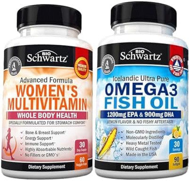 Daily Multivitamin For Women Capsules (1 Month Supply) Plus Triple Strength Omega 3 Fish Oil Softgels (1 Month Supply)