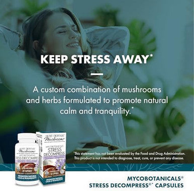Host Defense Mycobotanicals Stress Decompress Capsules Mushroom Supplement With Lemon Balm & Ashwagandha Root With Reishi Lion'S Man & Skullcap 60 Capsules (30 Servings)