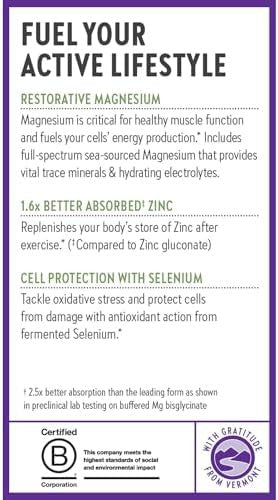 New Chapter Magnesium Selenium Zinc Supplement For Active Bodies Bounce Back After Exercise With Muscle Support Minerals + Hydrating Electrolytes 325 Mg Magnesium In One Daily Tablet 30 Count