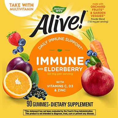 Nature'S Way Alive Immune Gummies With Elderberry, Immune Support, 90 Gummies