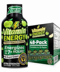 Vitamin Energy Sour Apple Extra Strength Energy Shot, 48 Pack - Up to 7 Hrs, 260mg Natural Caffeine, Zero Sugar - Beta-Alanine + Electrolytes, Workout Support, B12 B6 Niacin, 1.93 fl oz, Keto Vegan