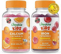 Lifeable Calcium With Vitamin D Kids + Iron & Vitamin C Kids Gummies Bundle Great Tasting Vitamin Supplement Gluten Gmo Chewable Gummy