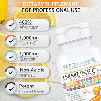 Quercetin 1,000Mg, Vitamin C 1,000Mg, Zinc 50Mg, Vitamin D3 5,000Iu, Selenium, Copper, Acerola, Ginger, Rutin, Bitter Orange, Rose Hips, Echinacea, Immune C Plus, 14 In 1 Immune C Plus (60 Count)