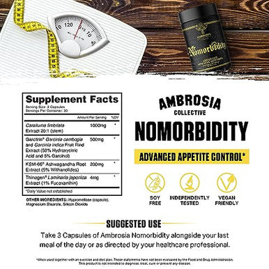 Ambrosia Nomorbidity Advanced Appetite Control & Hunger Management Formula Appetite Suppressant & Mood Support With Ksm-66 Ashwagandha Garcitrin And Thinogen
