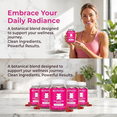BEARVANA Women's Multivitamin Gummies Top Support - Includes Herbal Extracts & Essential Vitamins - Berry Flavor - 60 Gummies