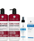 Bellisso Curly Hair Shampoo And Conditioner Set And Biotin Heat Protection Hair Spray With Moroccan Argan Oil