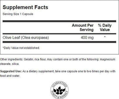 Swanson Full Spectrum Olive Leaf 400 Milligrams 60 Capsules