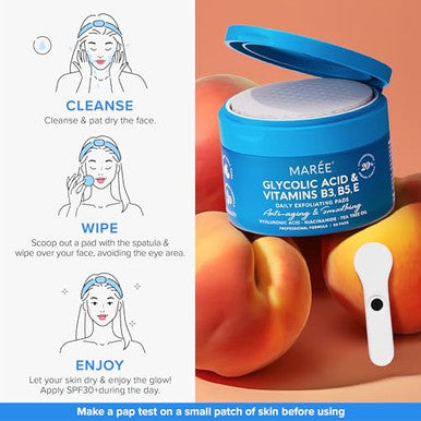 Maree Bundle Lip Mask & Glycolic Peel Pads Hyaluronic Acid & Coconut Oil Salicylic Acid & Vitamins E B3 B Nourish & Hydrate Dry Cracked Lips Face Pads With Cleaning Effect