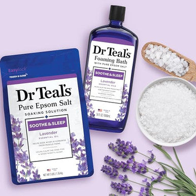 Dr Teal'S Pure Epsom Magnesium Salt Soak And Foaming BathSoothe & Sleep With Lavender Essential OilsDuo Pack