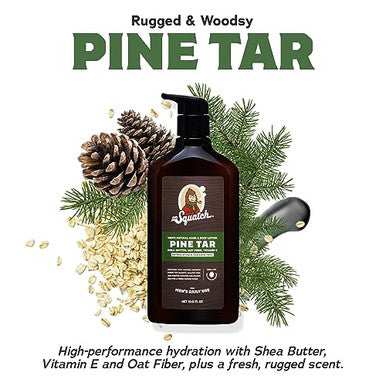 Dr. Squatch Natural Hand And Body Lotion For Men - Made With Shea Butter Coconut Oil Vitamin E For 24-Hr Moisturization - Pine Tar & Fresh Falls (10 Fl Oz 2-Pack)