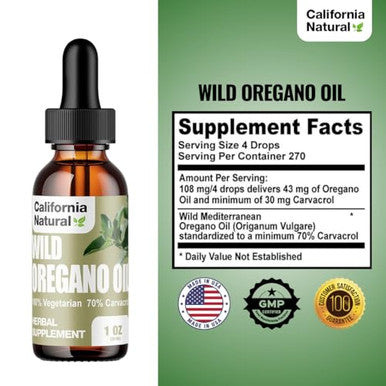 California Natural Wild Oregano Oil Bottle 1Oz