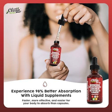 Organic Ceylon Cinnamon Berberine Liquid Drops Supplement With Bitter Melon Extract, Glucomannan, Gymnema, Chromium, Turmeric, Organic Panax Ginseng, Apple Cider Vinegar, Moringa Powder Vegetarian