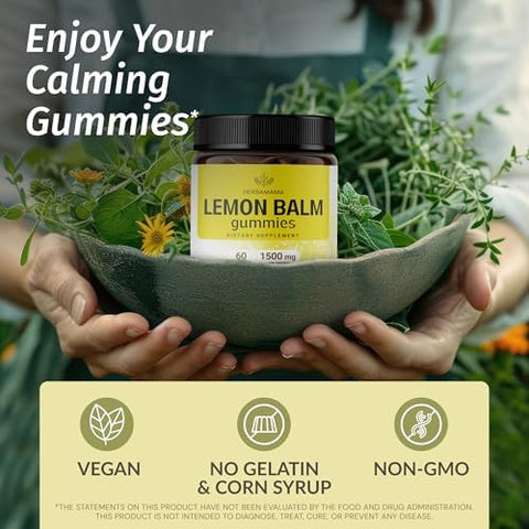 Herbamama Ashwagandha And Lemon Balm Kit - Bundle Of 1500Mg Ashwagandha Root Capsules & 1500Mg Lemon Balm Gummies - Vegan Non-Gmo Gelatin- - 2 Pack