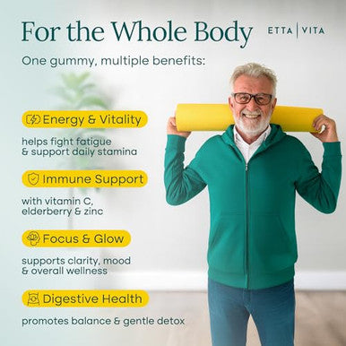 Etta Vita Everyday Debloat & Detox Sugar-Free Fruits And Veggies Gummies - Energy Support With Superfood Fruit And Vegetablesupplement (120 Chews) Cruelty-Free Vegan Gluten-Free Fruit And Vegetable Vitamin