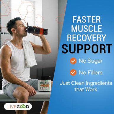 Livegood Creatine Monohydrate With Hmb For Lean Muscle Growth & Recovery Hmb Creatine Powder For Men And Women Unflavored Creatine 30 Servings